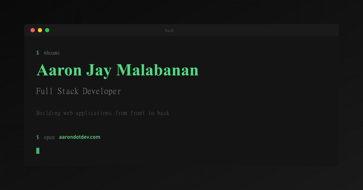 Aaron Jay Malabanan | Full Stack Developer
